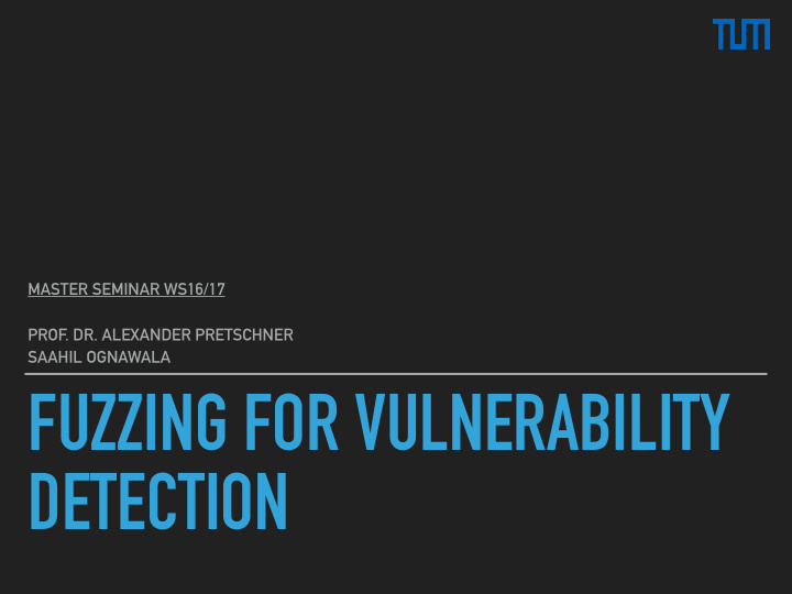 fuzzing for vulnerability detection