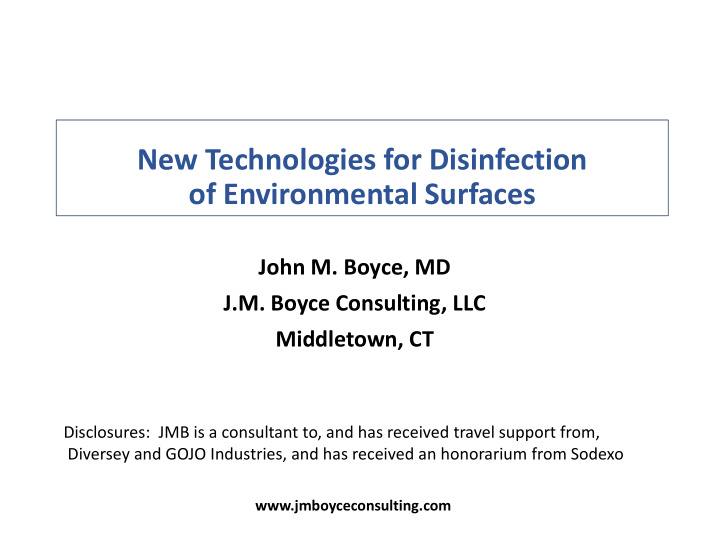 new technologies for disinfection of environmental