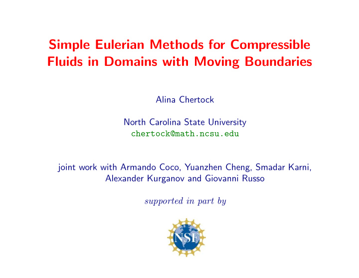 simple eulerian methods for compressible fluids in