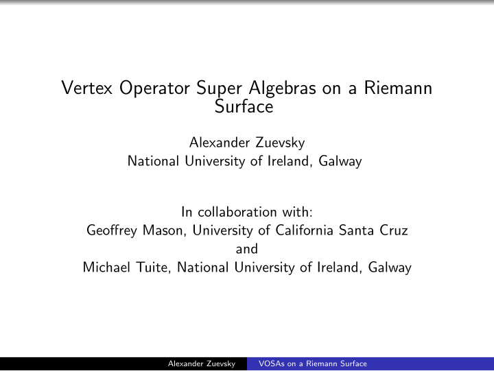 vertex operator super algebras on a riemann surface