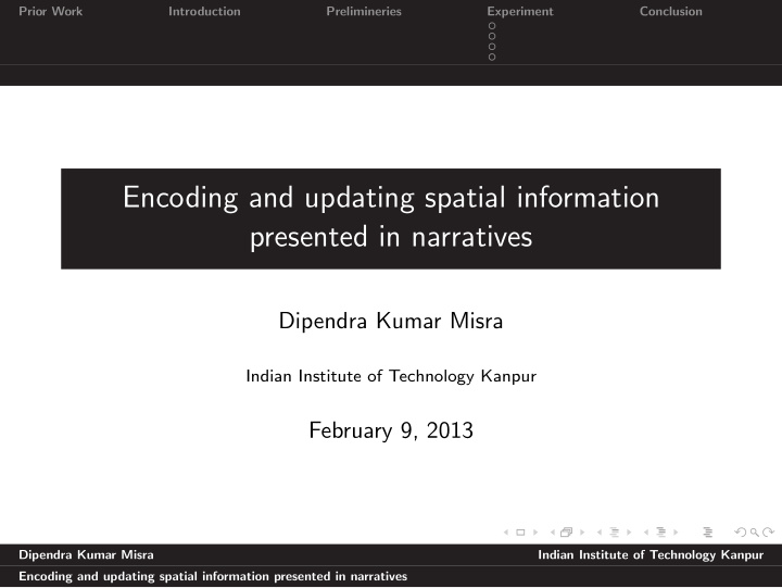 encoding and updating spatial information presented in