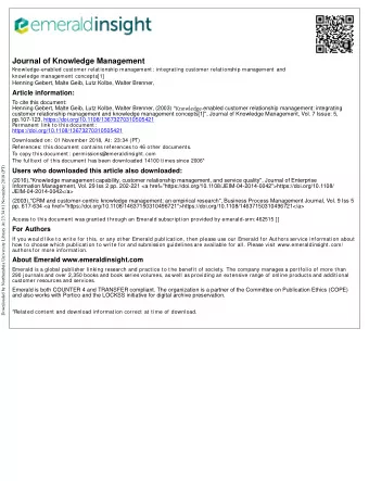 Journal of Knowledge Management  Knowledge-enabled customer relationship management: integrating