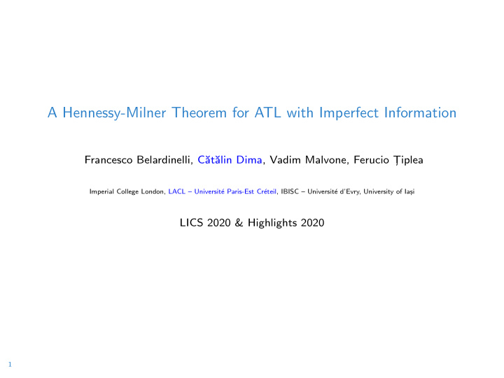 a hennessy milner theorem for atl with imperfect