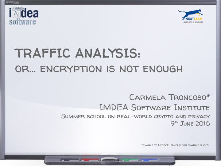 traffic analysis or encryption is not enough