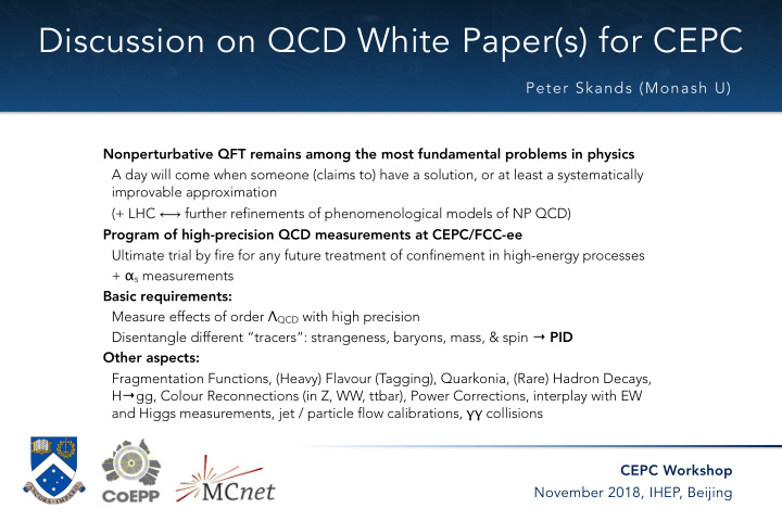 discussion on qcd white paper s for cepc