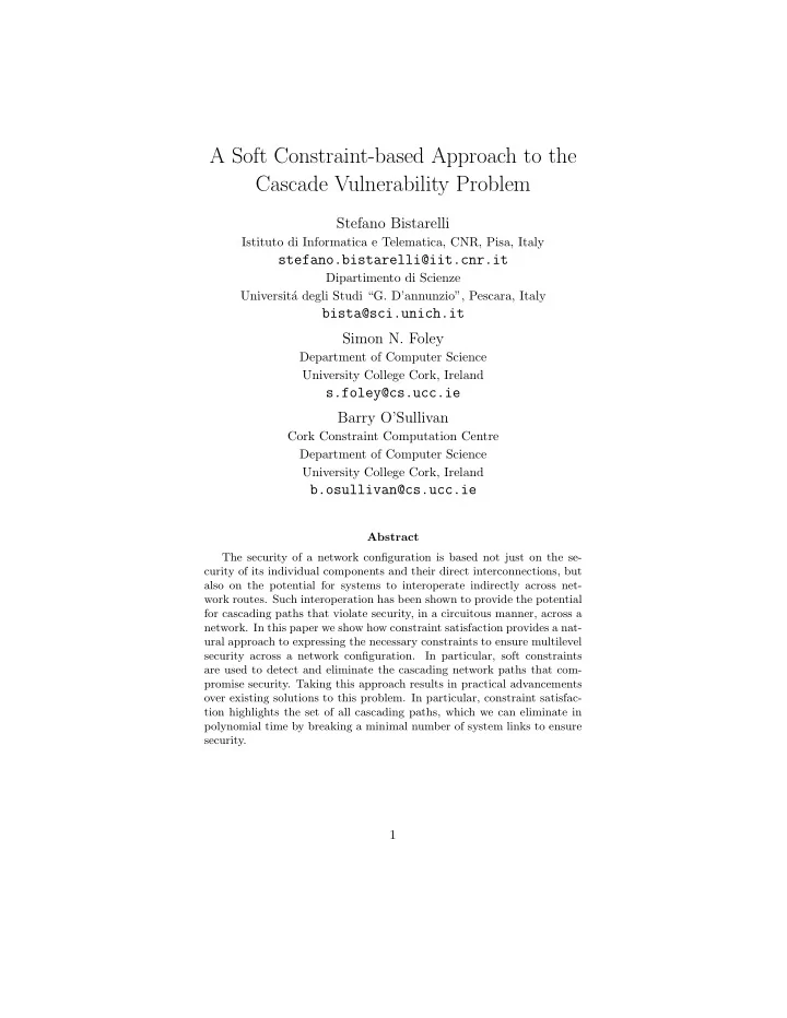 a soft constraint based approach to the cascade