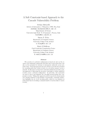 A Soft Constraint-based Approach to the  Cascade Vulnerability Problem  Stefano Bistarelli