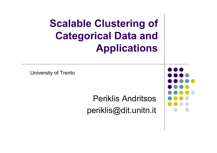 scalable clustering of categorical data and applications