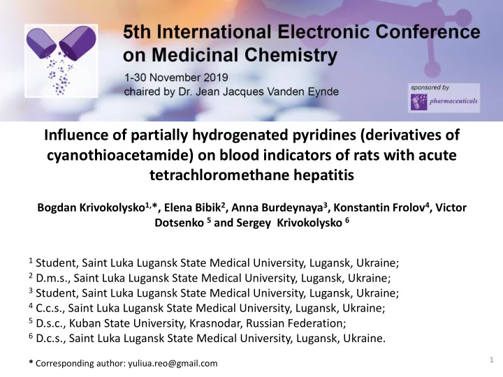 cyanothioacetamide on blood indicators of rats with acute