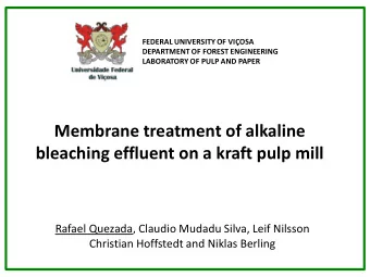 Membrane treatment of alkaline bleaching effluent on a kraft pulp mill  Rafael Quezada, Claudio