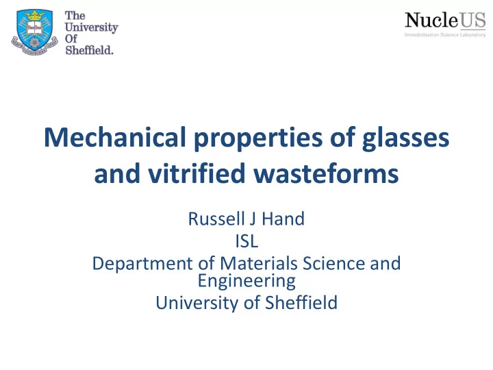 and vitrified wasteforms
