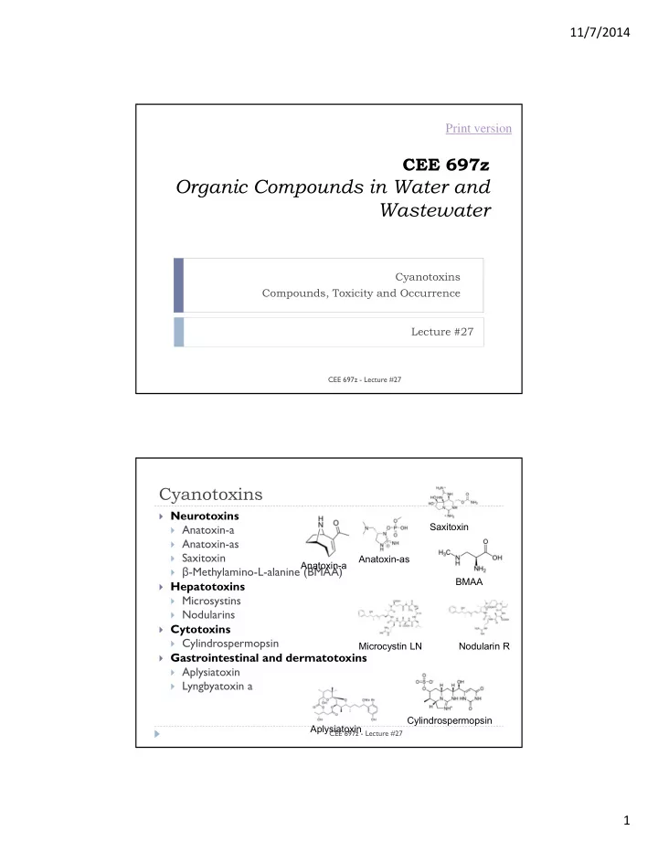 organic compounds in water and wastewater