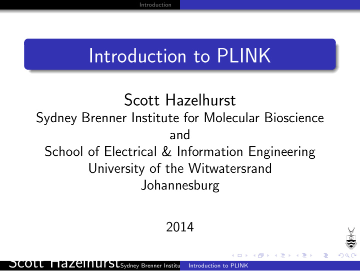 introduction to plink