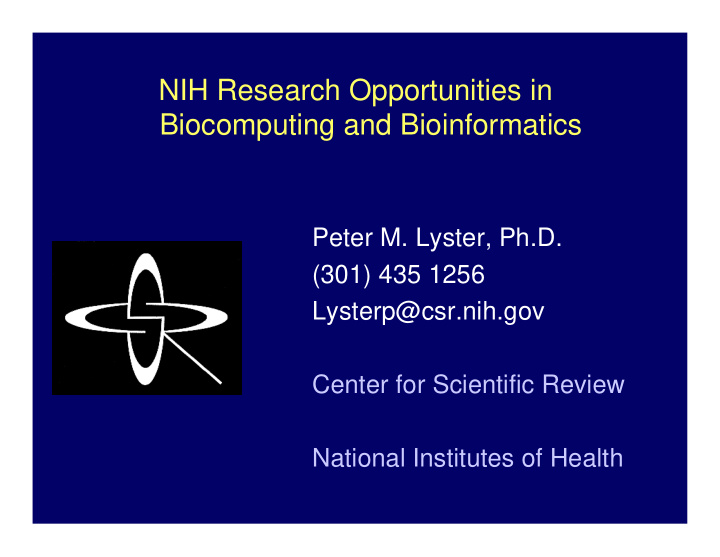 nih research opportunities in biocomputing and