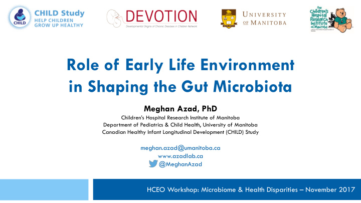 role of early life environment in shaping the gut