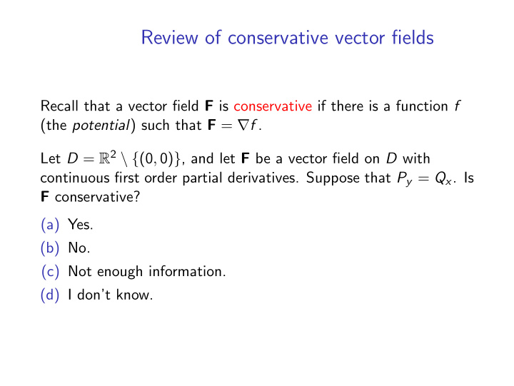 review of conservative vector fields