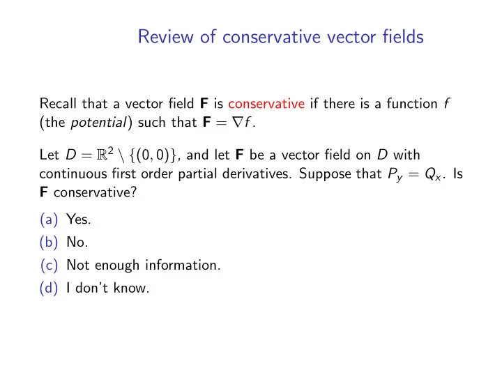 review of conservative vector fields