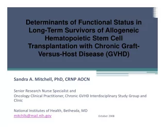 Determinants of Functional Status in  Determinants of Functional Status in  Long-Term Survivors of