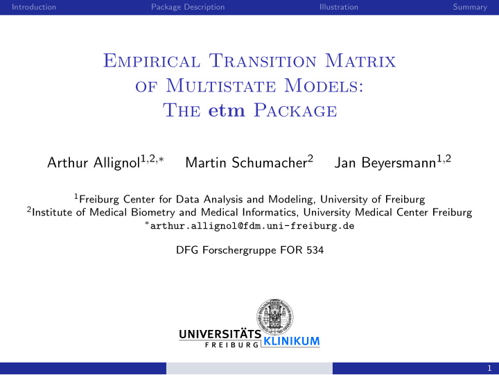 empirical transition matrix of multistate models the etm