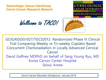 We  Well  llcom  come to TA  TACO  CO!  GCIG/KGOG1027/TGCS2012: Randomized Phase III Clinical