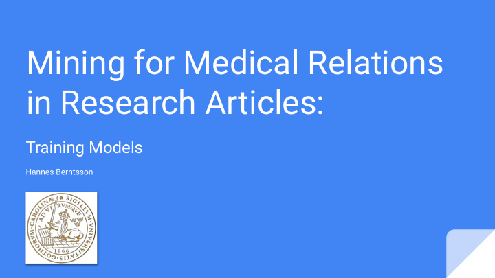 mining for medical relations in research articles