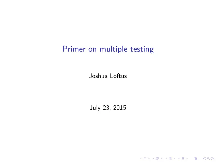 primer on multiple testing