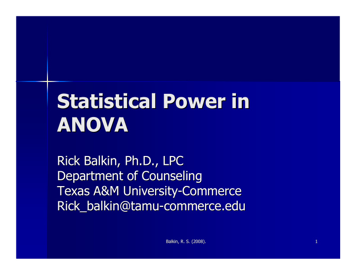 statistical power in statistical power in anova anova