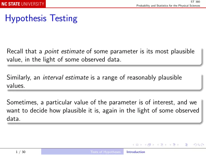 hypothesis testing