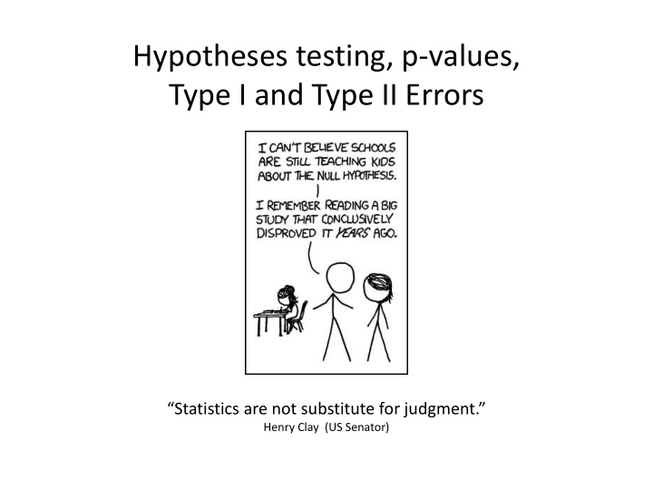 hypotheses testing p values type i and type ii errors