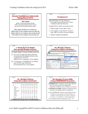Creating Confidence Intervals using Excel 2013  XL8A-V0R  XL8A-V0R  XL8A-V0R  Create Confidence