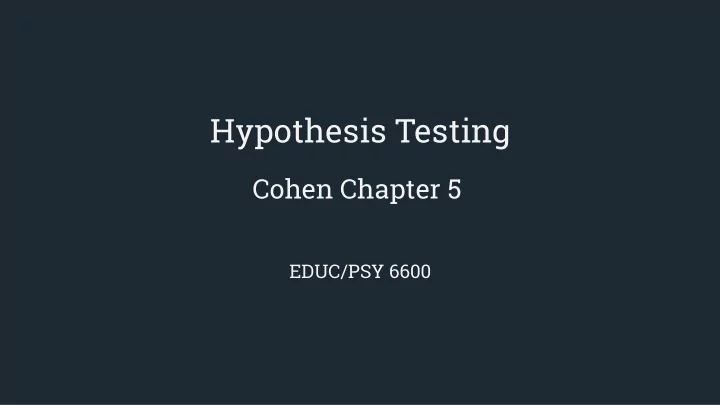 hypothesis testing