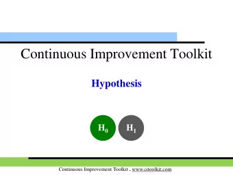 Continuous Improvement Toolkit  Hypothesis H 0 H 1 Continuous Improvement Toolkit .