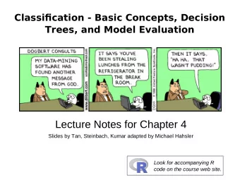 Lecture Notes for Chapter 4  Slides by Tan, Steinbach, Kumar adapted by Michael Hahsler  Look for
