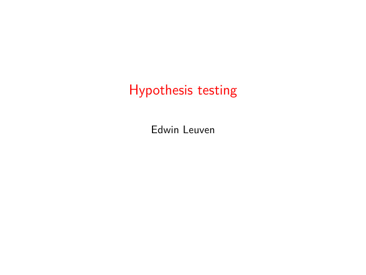 hypothesis testing