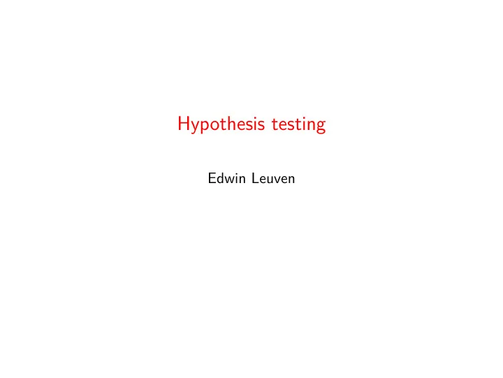 hypothesis testing