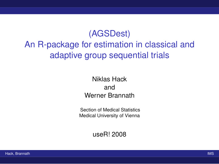 agsdest an r package for estimation in classical and