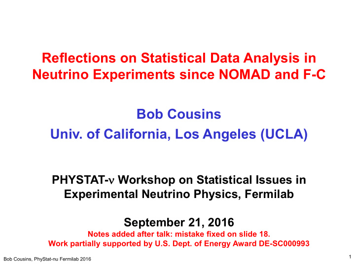 reflections on statistical data analysis in neutrino