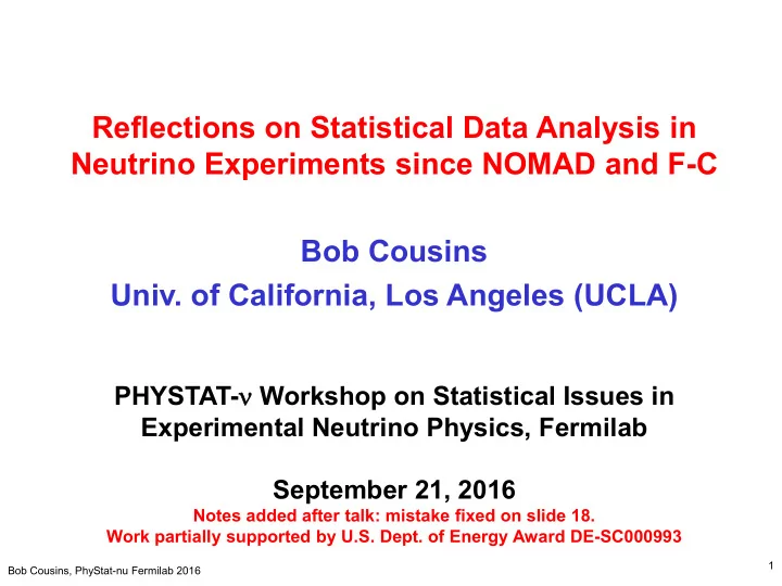 reflections on statistical data analysis in neutrino