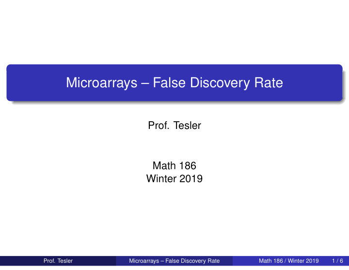 microarrays false discovery rate