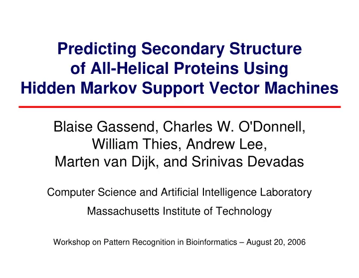 predicting secondary structure of all helical proteins