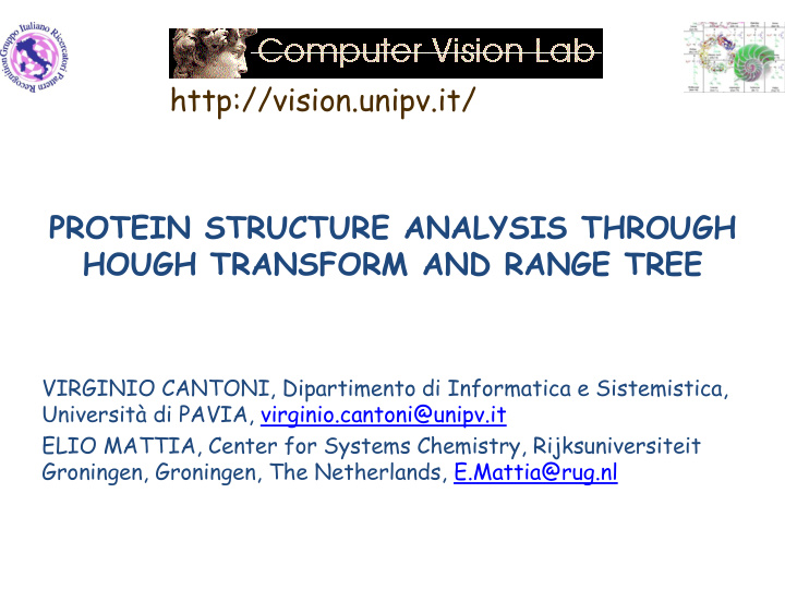 http vision unipv it protein structure analysis through