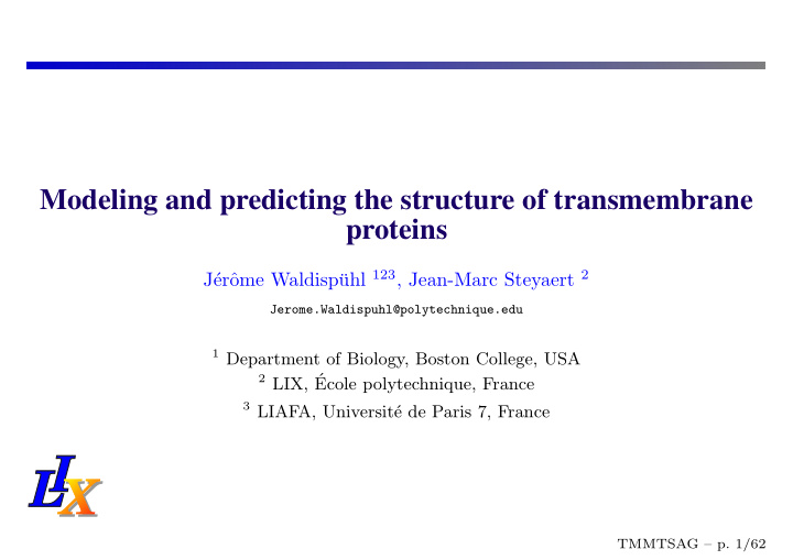 modeling and predicting the structure of transmembrane