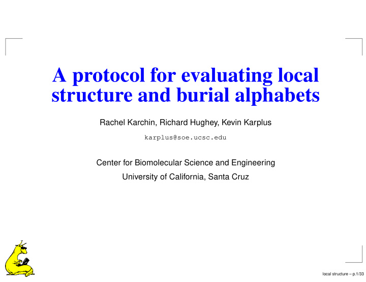 a protocol for evaluating local structure and burial