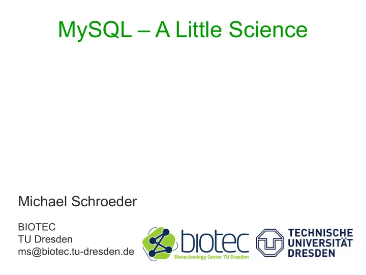 mysql a little science