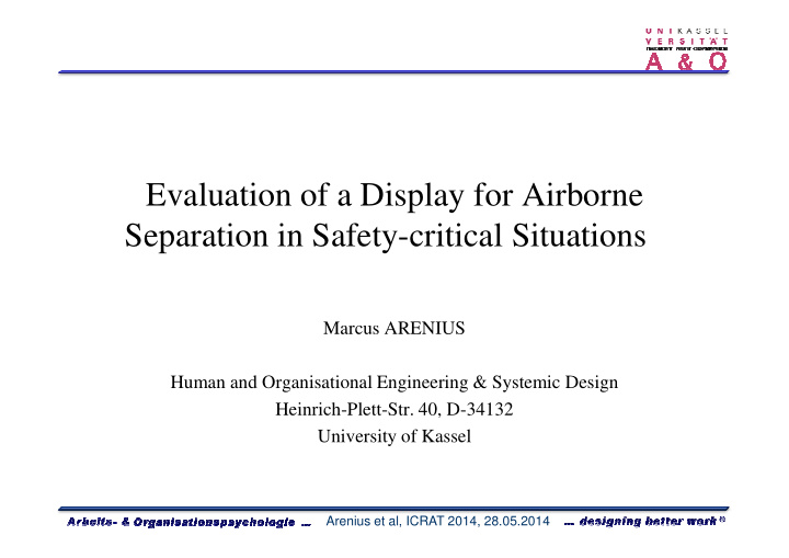 evaluation of a display for airborne separation in safety