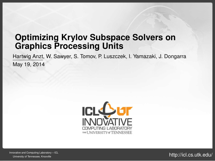 ioptimizing krylov subspace solvers on iigraphics