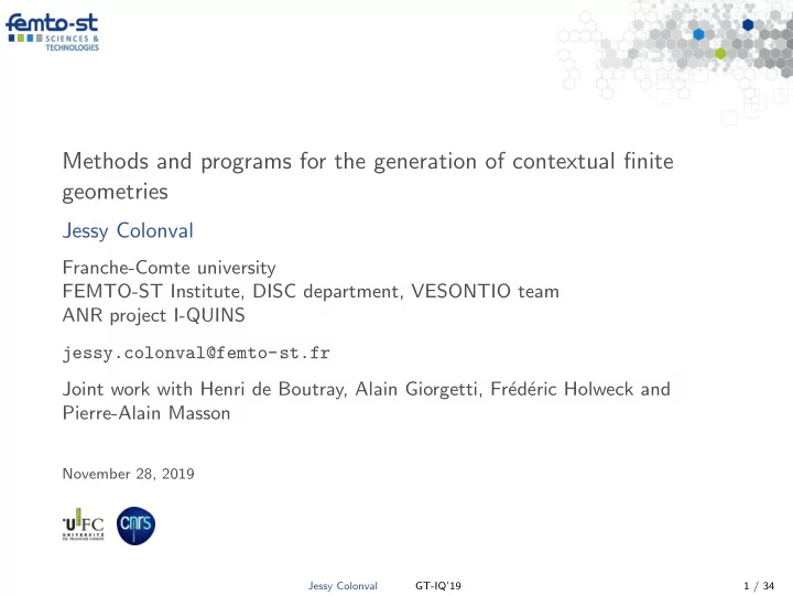 methods and programs for the generation of contextual