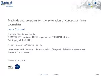 Methods and programs for the generation of contextual finite  geometries  Jessy Colonval