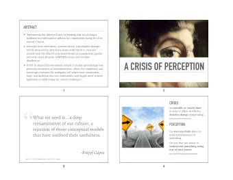 or state of affairs in which a decisive change is impending.  What we need isa deep