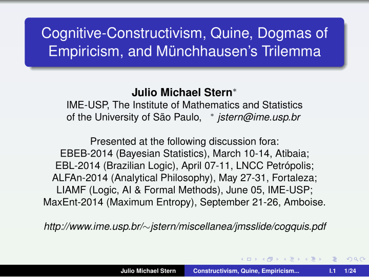 cognitive constructivism quine dogmas of empiricism and m